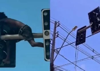 Homem é flagrado roubando cabos de semáforo na avenida Jorge Amado