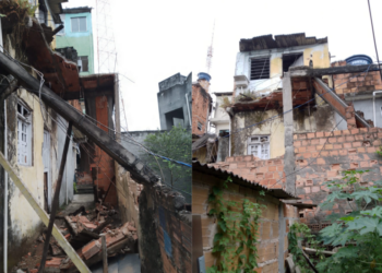Imóvel abandonado desaba parcialmente no bairro da Federação